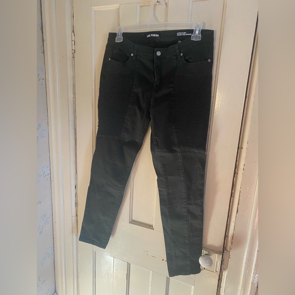 Joe fresh olive green ultra slim moto jeans
